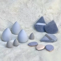 12-piece makeup sponge set with teardrop blenders and powder puffs on soft faux fur - Grey 12-Piece Set