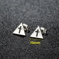 Minimalist stainless steel triangle stud earrings with hollow cross design in silver finish - Triangle Cross Style (175) / 10mm / Steel
