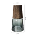 Wood and blue gradient glass vase with 28cm height and 14cm bottom diameter dimensions - Smoky Grey/Blue Gradient