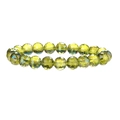 Pulsera brillante de cuentas de cristal tallado verde oliva 10mm con cordón elástico - Verde