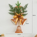 Christmas decoration with 3 golden glitter bells, pine cone and bow, 36cm x 21cm size - Gold Bowknot Bell