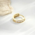 Orecchino a cerchio dorato con zirconi quadrati micro-pavé su tessuto materico - Fila di Zirconi Quadrati(A861-2#)