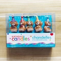 5-piece brown bear birthday candles set with colorful party hats in a clear package - Bowknot Hat Bear Candle