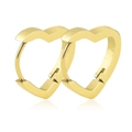 Polished gold stainless steel heart-shaped huggie earrings in minimalist retro style - Gold Heart