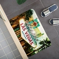 Absorbent flannel floor mat featuring a vintage retro Las Vegas palm tree landscape print - 40x60cm / Las Vegas
