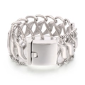 Silver braided stainless steel bracelet with infinity twist design and sleek metal buckle - Complex Hollow Woven Style (KB46121-D)