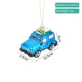 Addobbo natalizio auto fuoristrada in vetro blu con glitter e pacco regalo - SUV blu