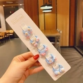 Sky blue elastic hair ties set with resin cartoon charms including cupcakes and bows - Blue Heart Style (16#) / 10 Pieces Pack
