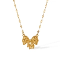 Collana in acciaio inossidabile dorato lucido con elegante ciondolo a forma di fiocco 3D - Collana in acciaio GX2491 / Oro