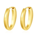 Elegant 18K gold plated chunky oval hoop earrings with high polish finish for women - Flat Oval Ear Buckle Gold (MS-593)