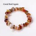 Water red agate irregular crystal bead bracelet with natural polished gemstone shards - Pink Agate