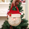 Felt Santa Claus Christmas gift bag with 3D applique and red ribbon handles - Cartoon Version Gift Bag Santa Claus