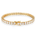 Elegante vergulde tennisarmband met glinsterende rond geslepen zirkonia steentjes - 6,5 Inch - 16,5cm / Goud