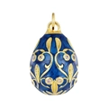 Macro shot of blue enamel egg pendant with gold filigree and sparkling crystals - Pendant 9: / 23.9*15.6*14.9mm / Pendant