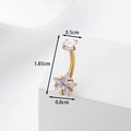 Gold 316L stainless steel belly ring with star and round zircon, 1.85cm length - Gold Five-pointed Star