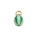 Detailed view of a green striped watermelon charm with gold-plated trim for DIY jewelry - 02-Striped Watermelon