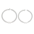 Polished silver stainless steel Cuban link couple bracelets with Forever and Always engraving - Forever&Always Engraved Cuban Chain Pair