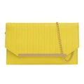 Elegante pochette rettangolare gialla a pieghe con bordo dorato e tracolla a catena - Giallo
