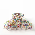 Transparente Haarklammer aus Acryl mit bunten Glitzersternen für festliche Frisuren - Bunte Stern-Pailletten (C-4.)