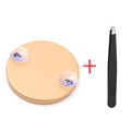 Golden round magnifying mirror with dual suction cups and black metal tweezers set - 10X Magnifying Mirror (Bagged) + Tweezers / Champagne Gold
