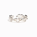 Minimalist S925 sterling silver ring with interlocking heart chain design on white background - US Size 7 Adjustable / White Gold