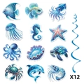 Blaue biolumineszierende Meerestier-Spiral-Deko mit 12 verschiedenen Designs - 12 Stk. Ozeanwirbel (G-00083)
