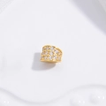 Macro view of gold-plated S925 silver spacer bead with sparkling cubic zirconia inlay - Gold Small Tilted Spacer Bead 4.5*5.5mm