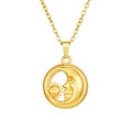 Λεπτομέρεια κολιέ από ανοξείδωτο ατσάλι 18K με μενταγιόν ήλιο και φεγγάρι - Κολιέ Ήλιος και Σελήνη (MS-546) / Χρυσό