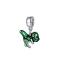 Polished silver charm pendant with cute green enamel cartoon dinosaur for DIY jewelry - Green Little Dinosaur Pendant Only (Without Chain)