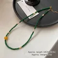 Green tiger eye beaded necklace with pearls and gold accents, length 44CM plus 5CM extension - Green Agate Freshwater Pearl Necklace XL0732