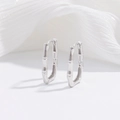 Minimalist S925 sterling silver bamboo knot U-shaped hoop earrings with zircons - Style A: Bamboo Joint / Silver