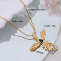 18K gold plated phoenix necklace with blue gemstone and snake chain 45cm length - Gold Feather Wing with Blue Zirconia