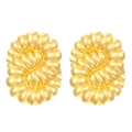 Textured gold heart earrings with ribbed pattern in vintage stainless steel style - 18K Gold Plated Twisted (0525)