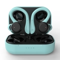 Turquoise ear-hook wireless sports earbuds with charging case and LED indicators - Touch Version / Glacier Blue