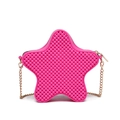Pink star shaped PVC jelly handbag with bubble texture and golden metal chain strap - Rose Red