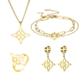Golden Celtic knot jewelry set with necklace, bracelet, earrings and open ring - Style F 4-Piece Set / Gold