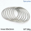 Set van 7 gepolijste zilveren titanium stalen armbanden, 3mm breed, 69mm diameter - Eenvoudig Gepolijst (KB124192-LO) / 68*3mm (Set van 7) / Staalkleur