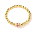 Bracciale a sfere placcato oro 18K con charm occhio di Allah rosa e pietre di zircone - Malocchio Rosa