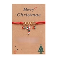 Handmade red braided Christmas wish bracelet with gold chain and enamel candy cane charm - Single Bracelet - Candy Cane