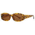 Retro-Oval-Sonnenbrille mit Schildpattrahmen und Steppmuster an den Bügeln - Schildpatt