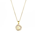 Collana tonda in acciaio inossidabile placcato oro 18K con ciondolo lettera E e zirconi - Lettera E