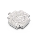 Pendente quadrato in acciaio inossidabile argento con incisione Veni Sancte Spiritus - Stile Croce Colomba dello Spirito Santo (KLJ5624-Z)