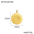 Macro detail of gold evil eye sunray pendant showing 2.2cm height and 2.0cm width dimensions - XP10752D1Q0-Gold Sun Ray Eye Round