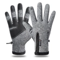Winter cycling gloves in heather grey with anti-slip palm and touch screen fingertips - M / Gray
