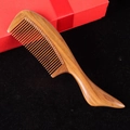 Green Sandalwood comb with fine teeth and ergonomic round handle in premium red gift box - Style 21/20cm*5.5cm*1.2cm