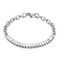 Bracciale in acciaio inossidabile argento con pietre di zircone trasparente taglio quadrato - Stile Zirconia Rettangolare a Mezza Fila (KB161204-Z) / Argento