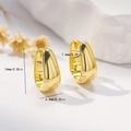 Polished gold U-shaped hoop earrings dimensions showing 14mm height and 7.4mm width - EH751 Gold U-Shape Buckle