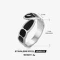 18K gold plated stainless steel adjustable ring with black enamel geometric design - Geometric Drip Oil Open Ring / Gold-Black