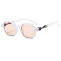 Gafas de sol poligonales con montura blanca translúcida y cristales naranjas - Montura Blanca Lentes Champaña