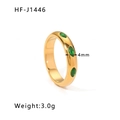 French vintage style gold plated ring with three marquise-cut green emerald stones - US 6 / Gold
